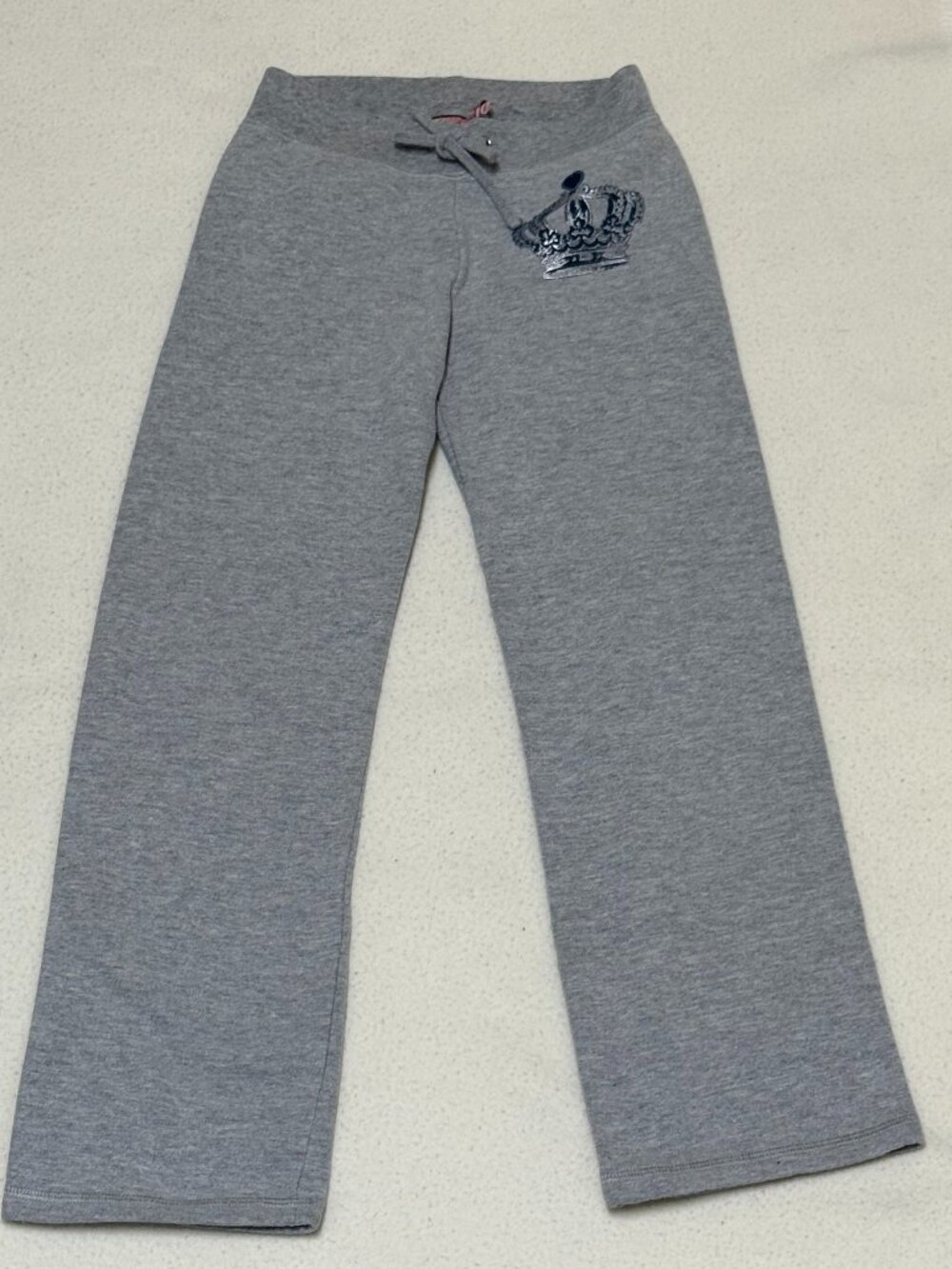 Juicy Couture Girl's "Crown" Drawstring Sweatpants - Heather Grey - Size 7